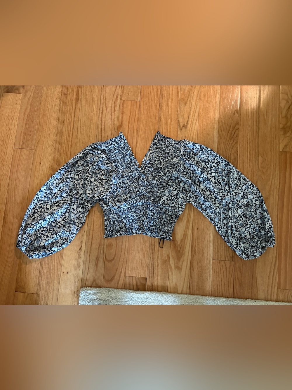 Abercrombie & Fitch Black and White Floral High-Waist Smocked Shorts